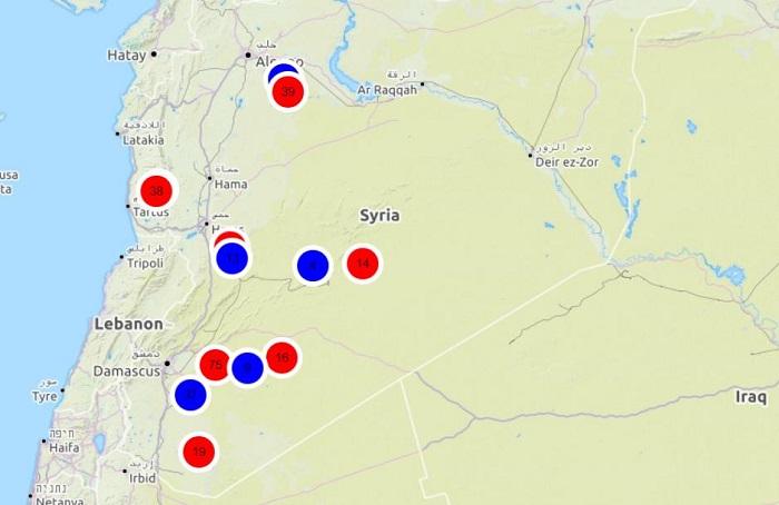 חוקרים עצמאיים מפרסמים מפת אתרי צבא סוריה

